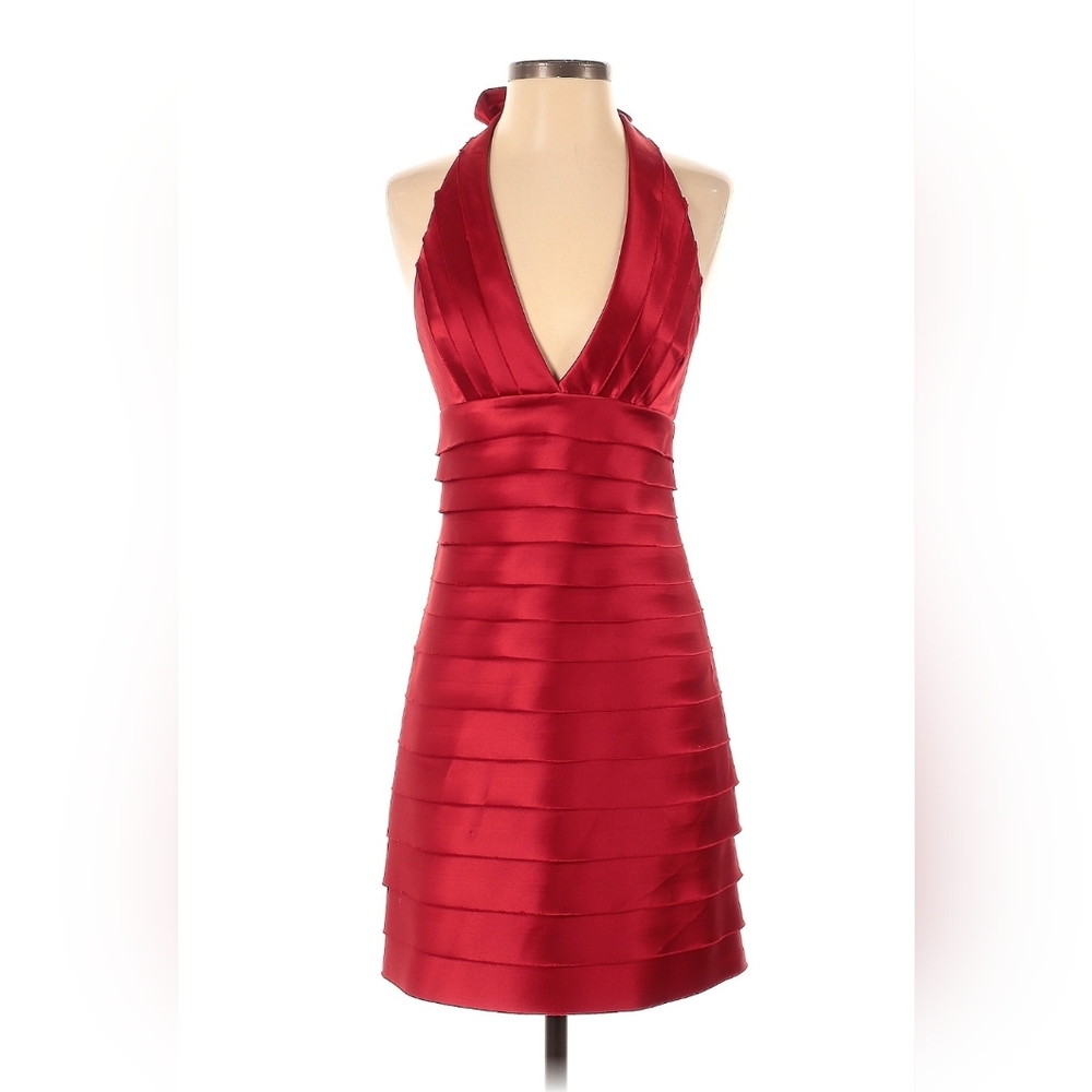 BCBG Max Azria red halter cocktail dress